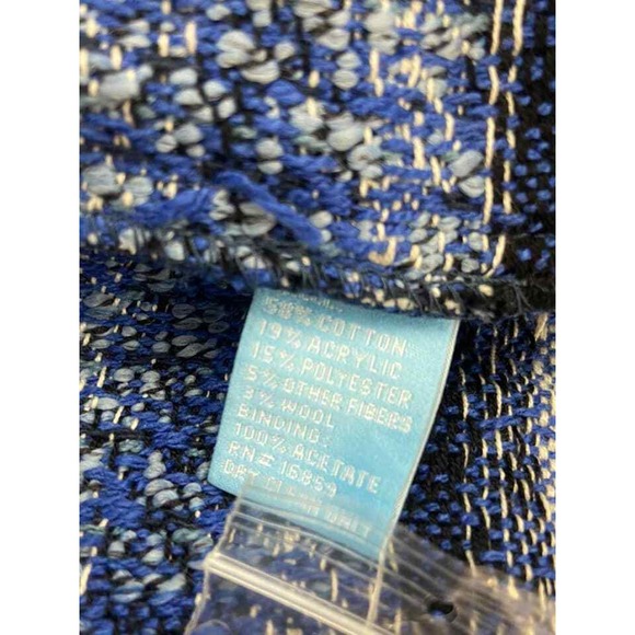 NWT J McLaughlin Linden Blue Striped Tweed Fringe Bell Sleeve Jacket Size L - Picture 10 of 10